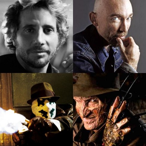 Director Samuel Bayer, Jackie Earle Haley as Roschach from previous movie "watchmen" and as Freddy Krueger